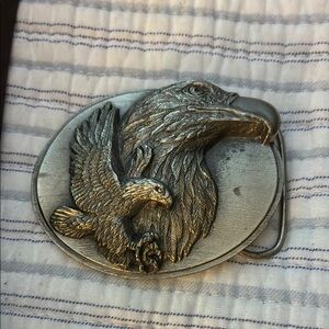 Silver Eagle Belt Buckle and leather Belt